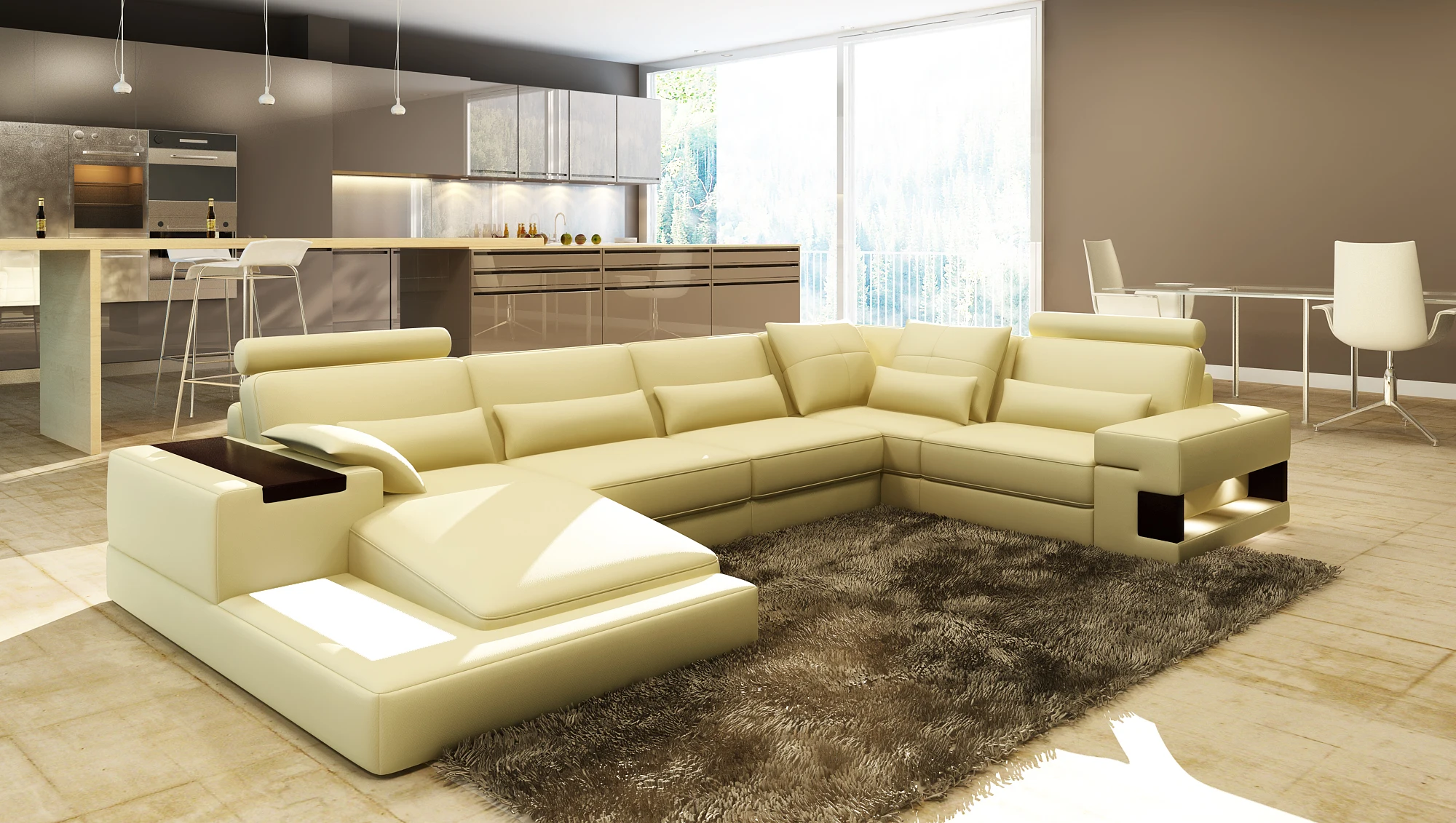 Modern Couch Home Lounge Suite Other Genuine Leather Pu Leather Luxury