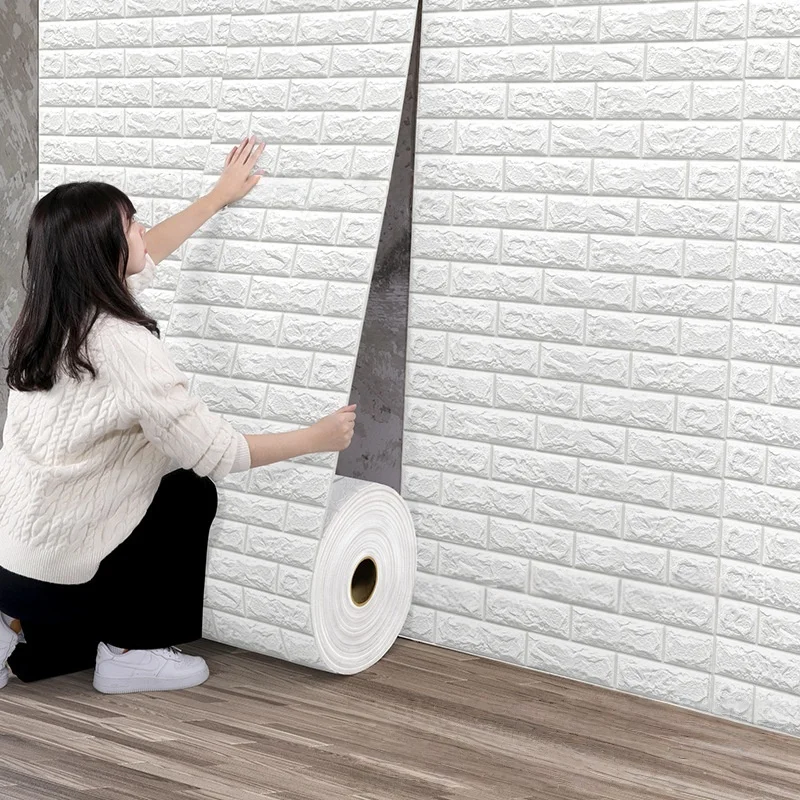 Ultra-Low Priced 3D Brick-Textured Wall Stickers Traditional Pattern Eco-Friendly for Interior Household Use 10m 1 Year