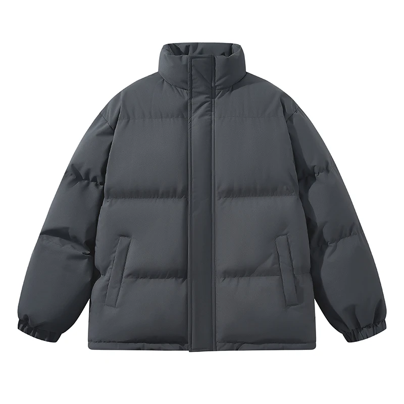 Unisex Zipper-up Coat Stand Collar Big Thermal Winter Jacket Poly Filled Puffer Coats_voghion.com
