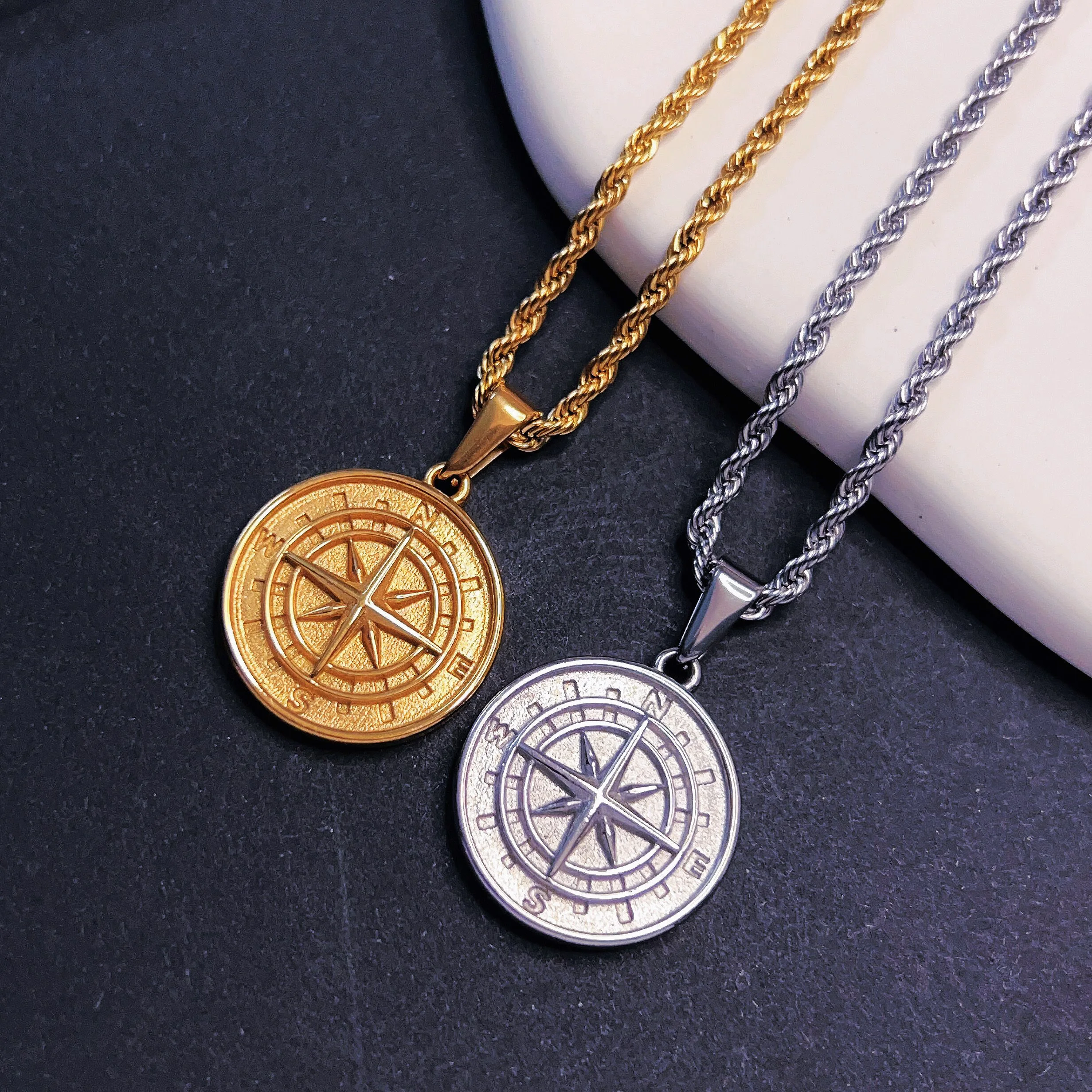18k Gold Gold Compass Jewelry 18k Gold Plated Gold Compass Pendant