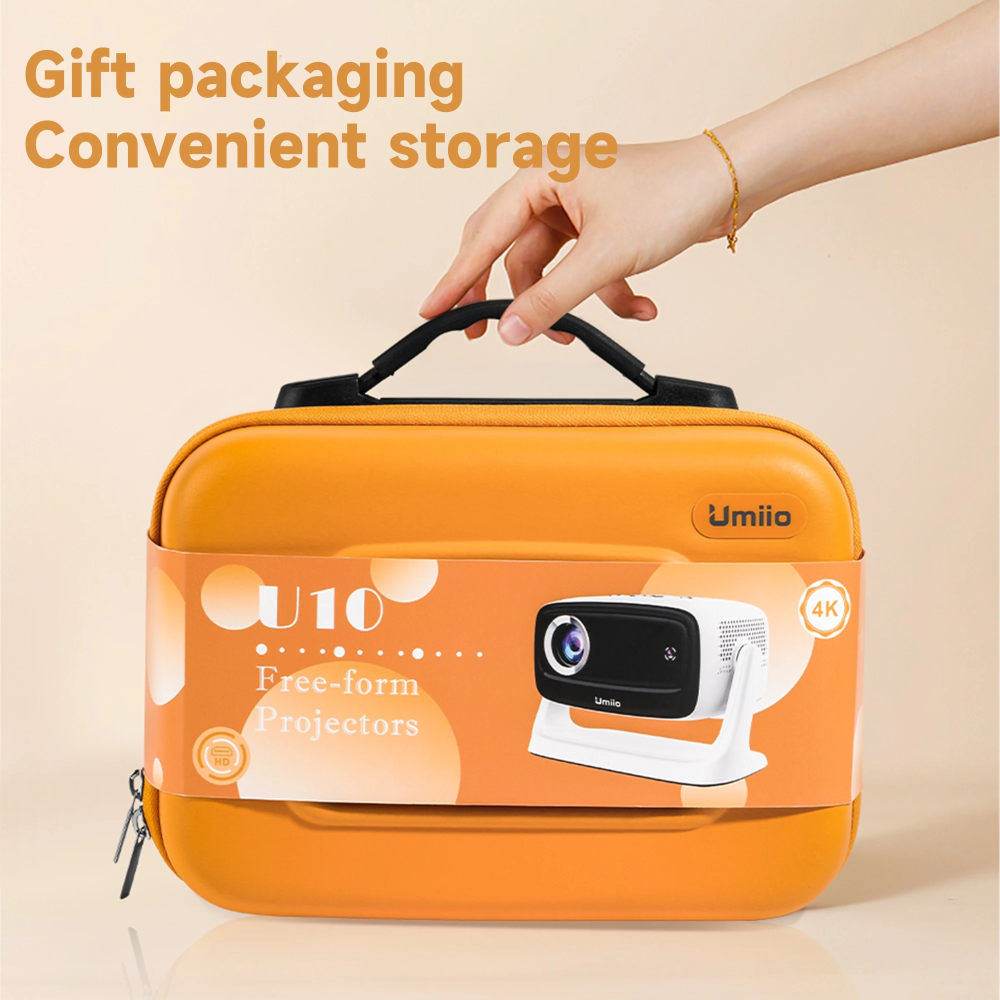 Latest Design Umiio P10 Portable Projector for Video Gaming  4K HD Support Multiple Media Smart Projector With EVA Carry Bag