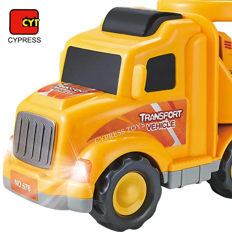 Inertia Powered Engineering Transport Truck Toy Trailer Toy Friction Toys Truck