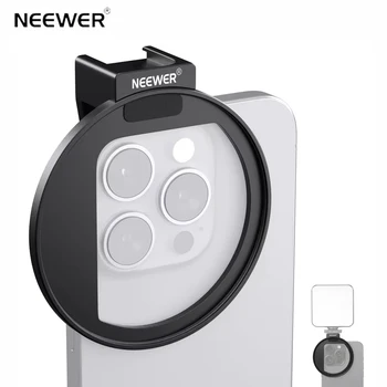 NEEWER LA006 Upgraded 67mm Phone Filter Mount w Top Cold Shoe Mount Curved Edges for iPhone 15 14 13 Pro Max Samsung S22 S23
