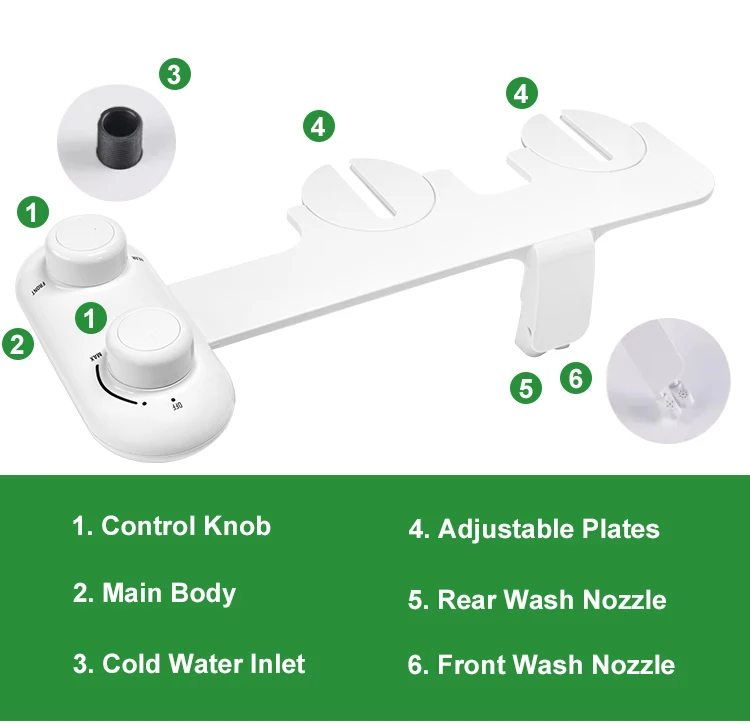 2023 New Ultra Slim Dual Knobs Fresh Bidet Toilet Attachment Buy