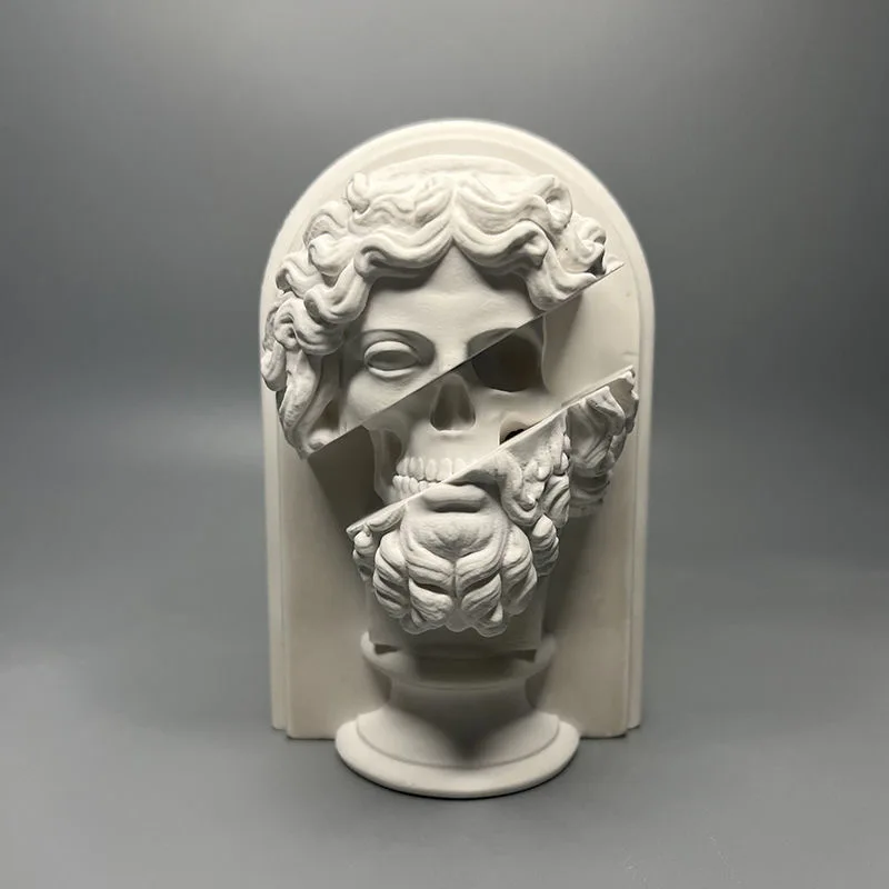 Artistic Gypsum Human Head Split Statue Abstract Ornament for Interior Decoration Clay Crafts
