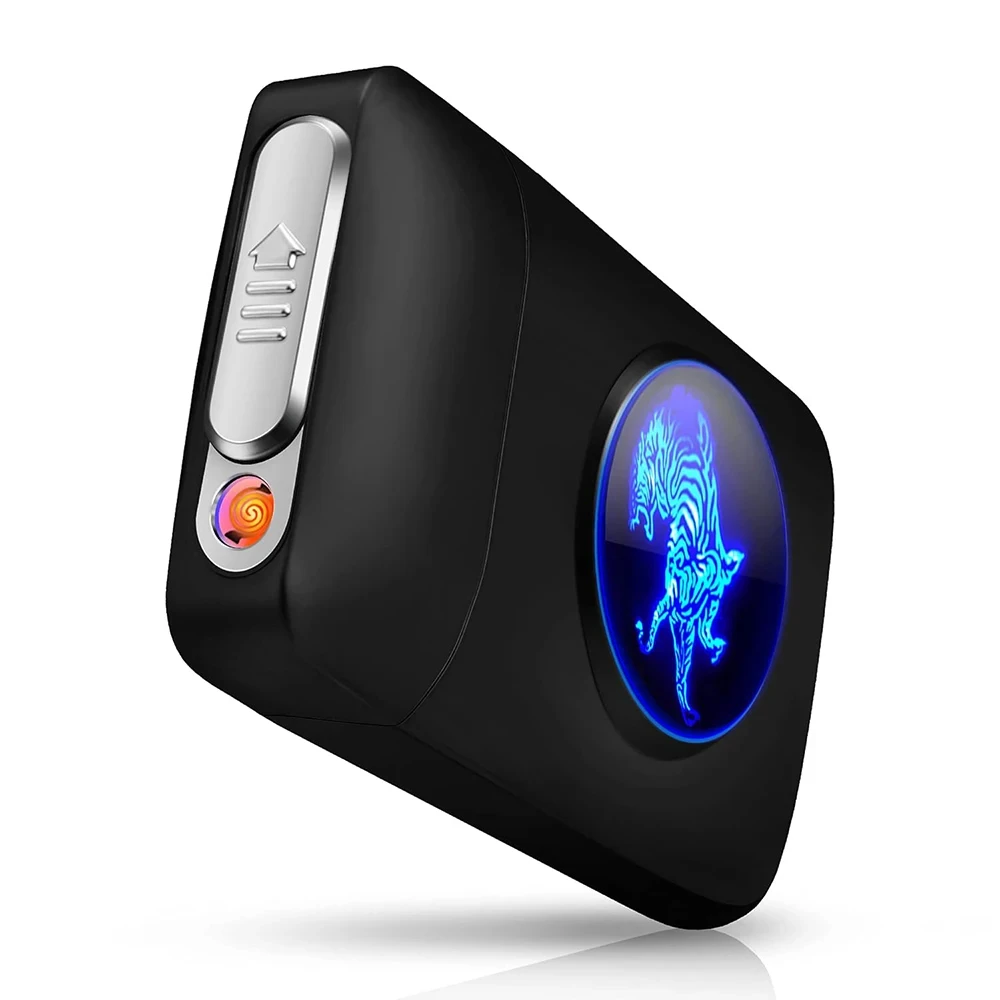 Custom Electronic Cigarette Lighter LED Light Screen Cigarette Box USB  Cigarette Case