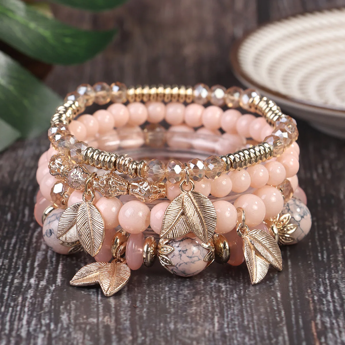 2025 Boho 4pcs Multilayer Beaded Bracelet Set for Women