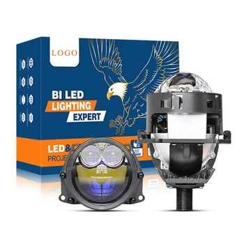High-Power 90W Ultra-Bright LED Bi-Optical Lens Integrated High Low Beam Car Headlights 3inch Dual Direct-Beam 6000k Color New