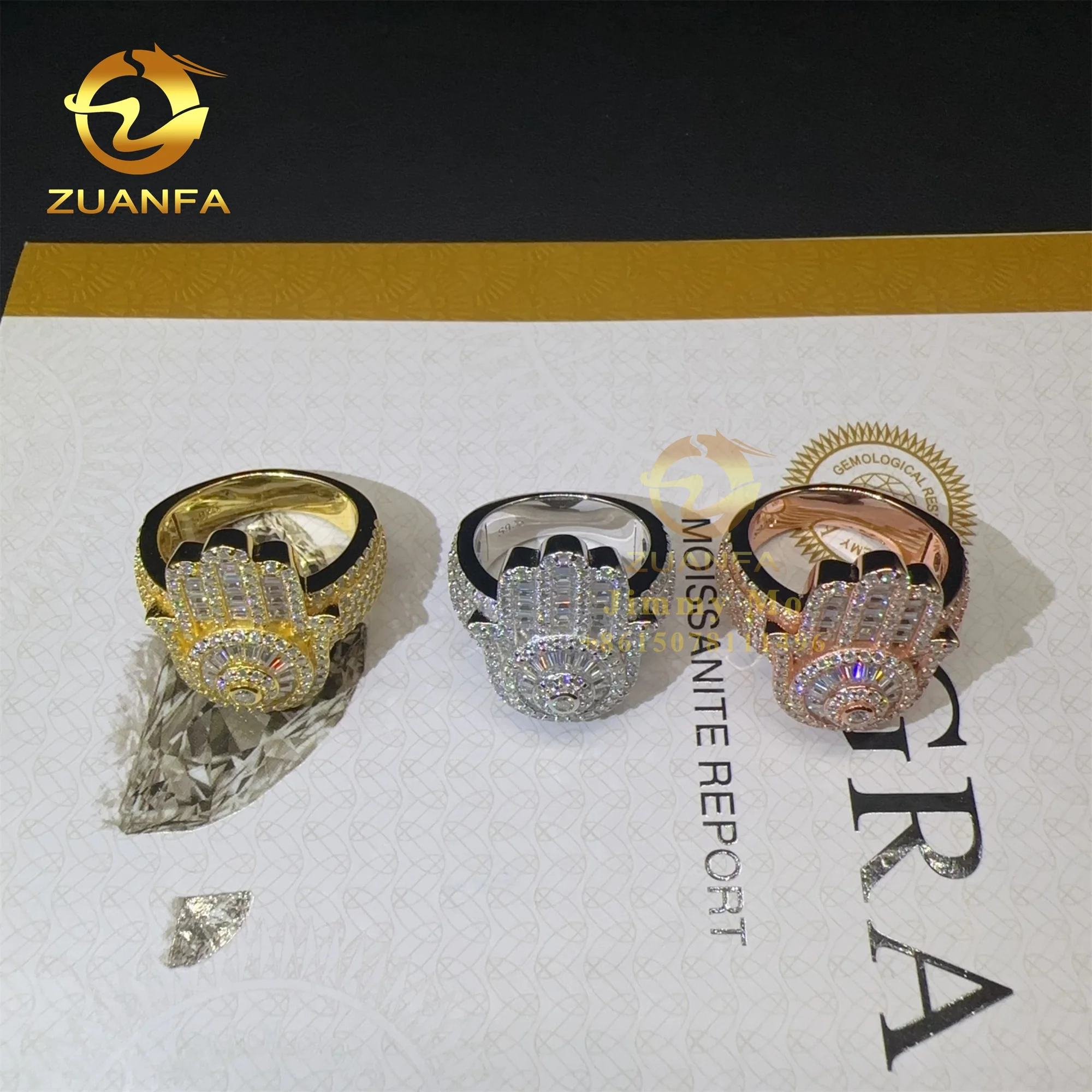 Hamsa Ring Aus 925 Sterling Silber Mit Vvs Moissanit Hip Hop_voghion.com