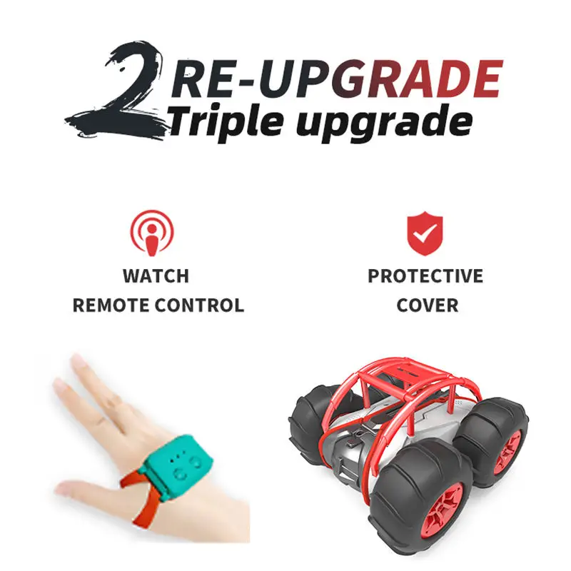 2.4 GHz Waterproof Remote Control Mini RC Stunt Cars 4WD All-Terrain Amphibious Vehicle Made of Durable Metal