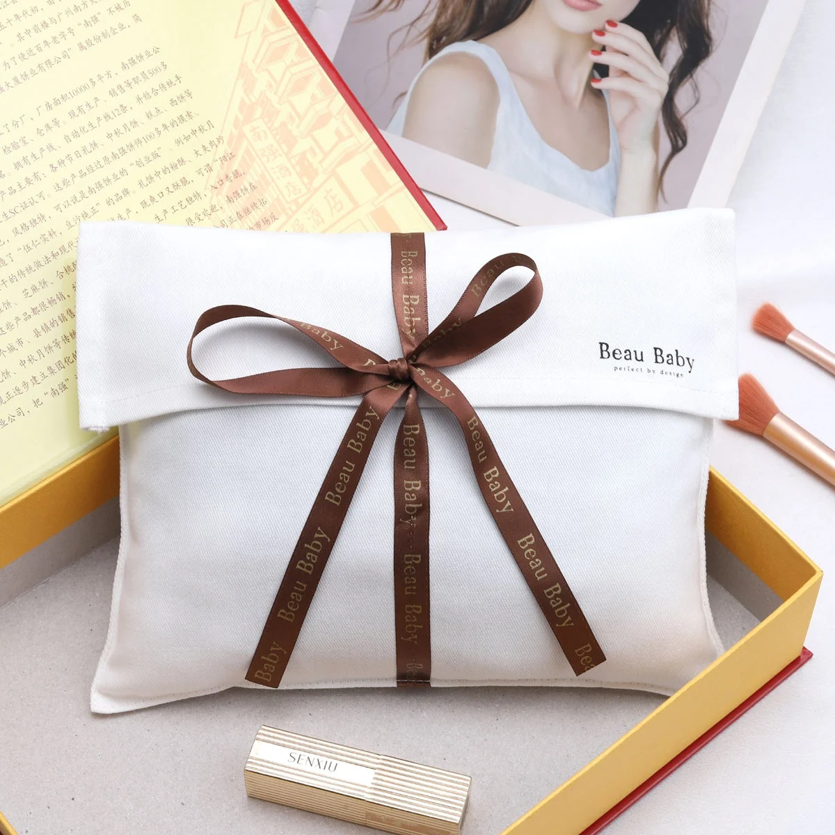 Reusable Custom Logo Printed White Cotton Twill Envelope Pouch Clothes Gift Packing Bag With Ribbon Shoe Handbag Cover Dust Bag