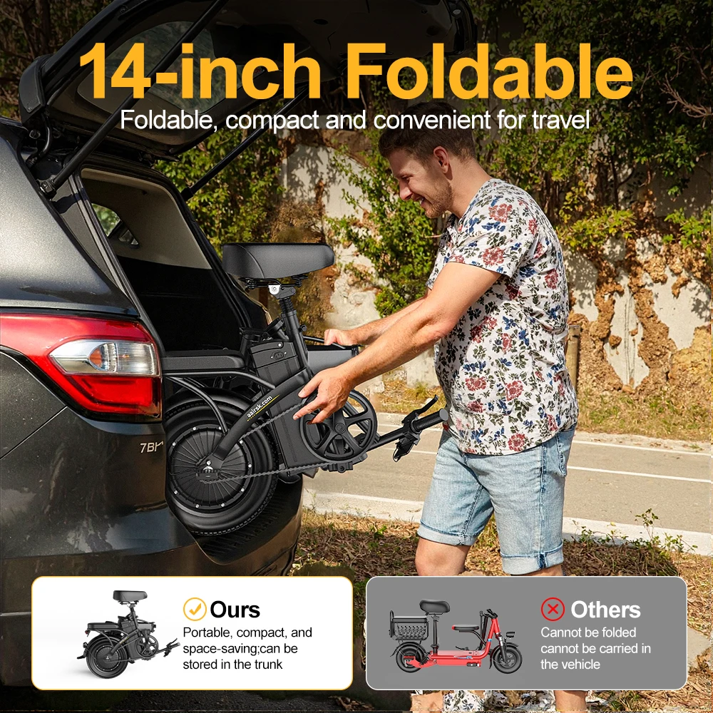 Exclusive Deal Aairsk 14-Inch Folding Electric Delivery Bike with 500W Motor, 48V 20Ah/15Ah Battery - Foldable Ebike Imported from China - Image 6