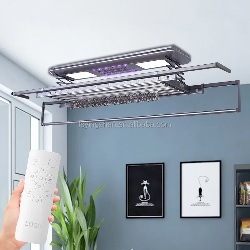 OEM Smart Home Laundry Electric Heated Dryer Tuya App Control Ceiling  Wall-Mounted Lifting Automatic Clothes Drying Rack Hanger