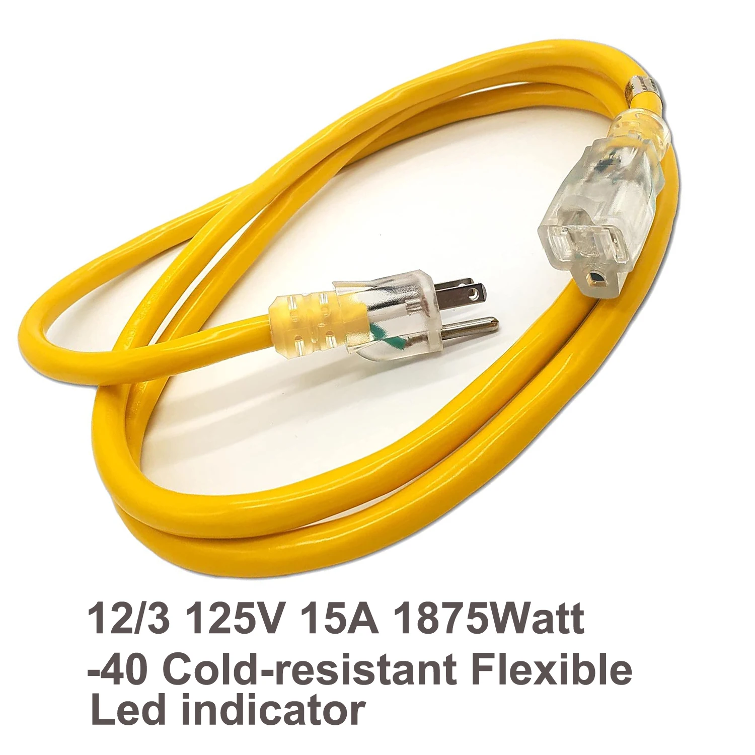 16awg 125v Yellow Extension Cord Heavy Duty Waterproof Led Lighted Outdoor Power Yellow