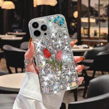 Luxury Diamond Phone Case for Women Full Protection Accessory with Elegant Design for iPhone Handmade and Electroplate Craft