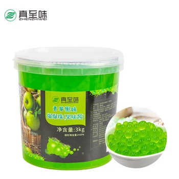 Wholesale 3 Kg Green Apple Bursting Boba Juice Balls With Assorted Fruit Flavors For Bubble Tea Fun Toppings For Desserts
