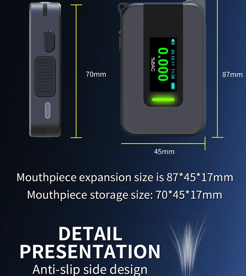 D1000 Professional Digital Breath Alcohol Tester with Electrochemical Sensor OLED Display High Accuracy