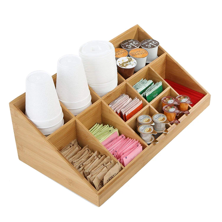 Wooden Tea Bag Box 2 Compartments Sections Storage Caddy Chest Organiser H2MM 
