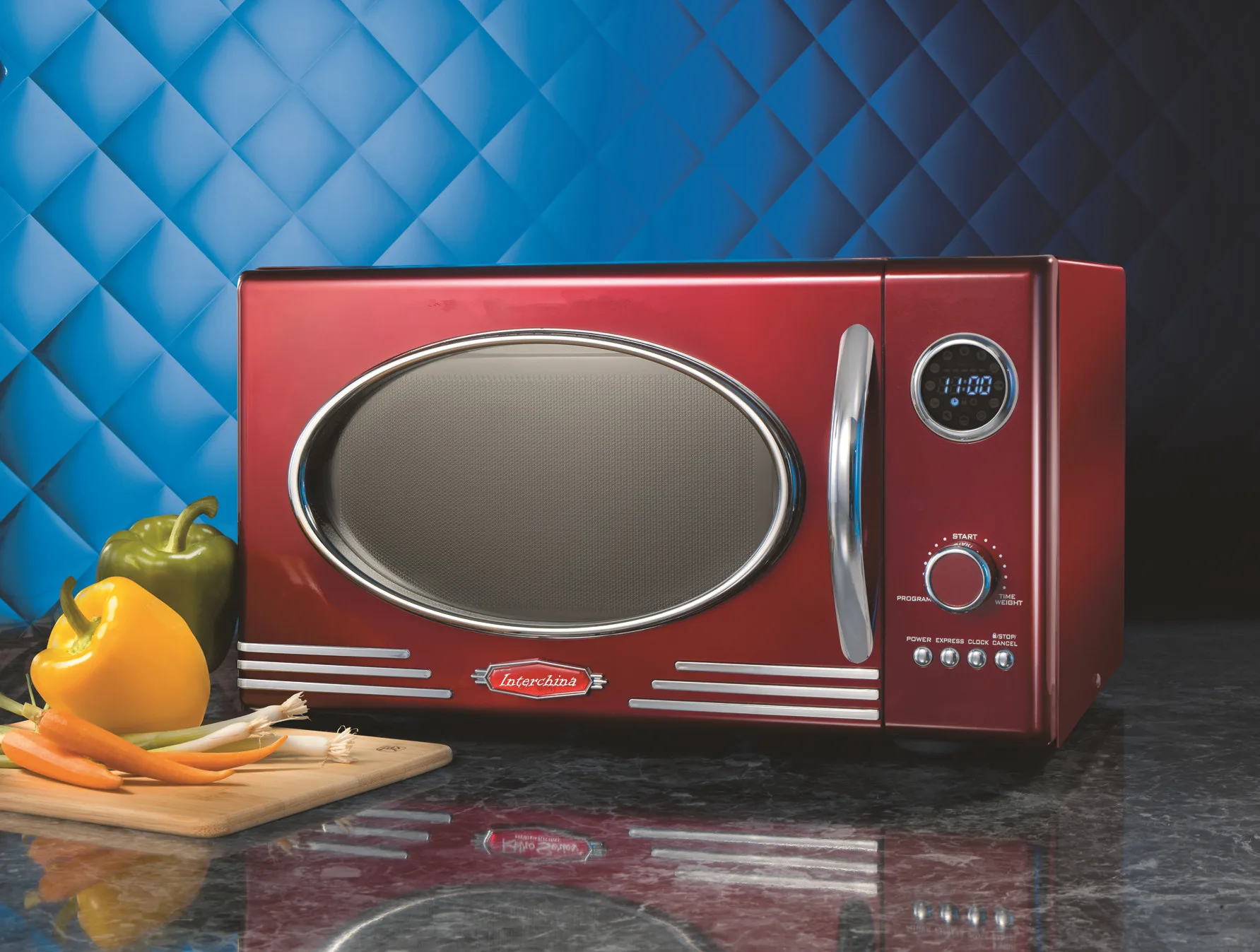 LEDディスプレイ付き25Lデジタルメタリックレッドカラーレトロ電子