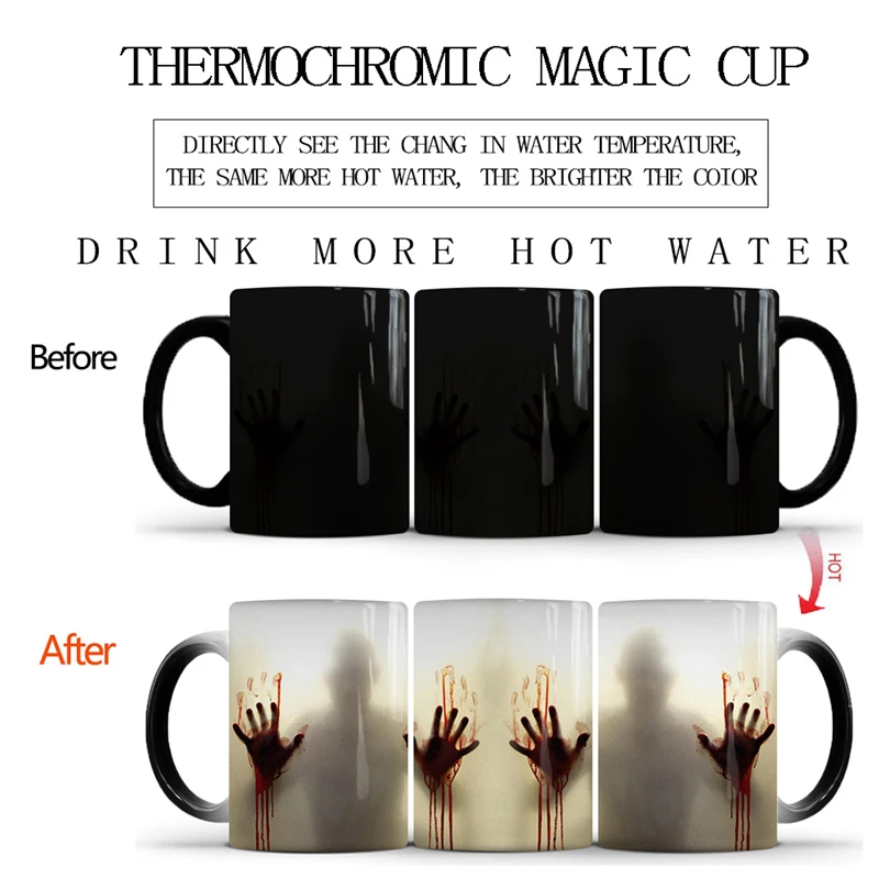 Zombie Color Changing Mug Cup The Walking Dead Creative Thermochromic Ceramic Tea Milk Water Coffee Mug Office Drinkware Gifts