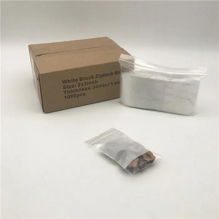 YURUI 2x2inch Mini Custom Jewelry Ziplock Bags Writable Ziplock Bags with White Block , 1000pcs / Inner Box