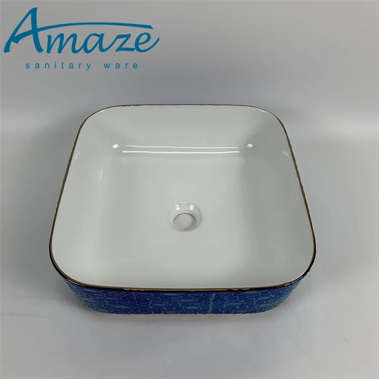 Factory wholesale new design ceramic sanitary ware bathroom sink countertop art hand wash basin details