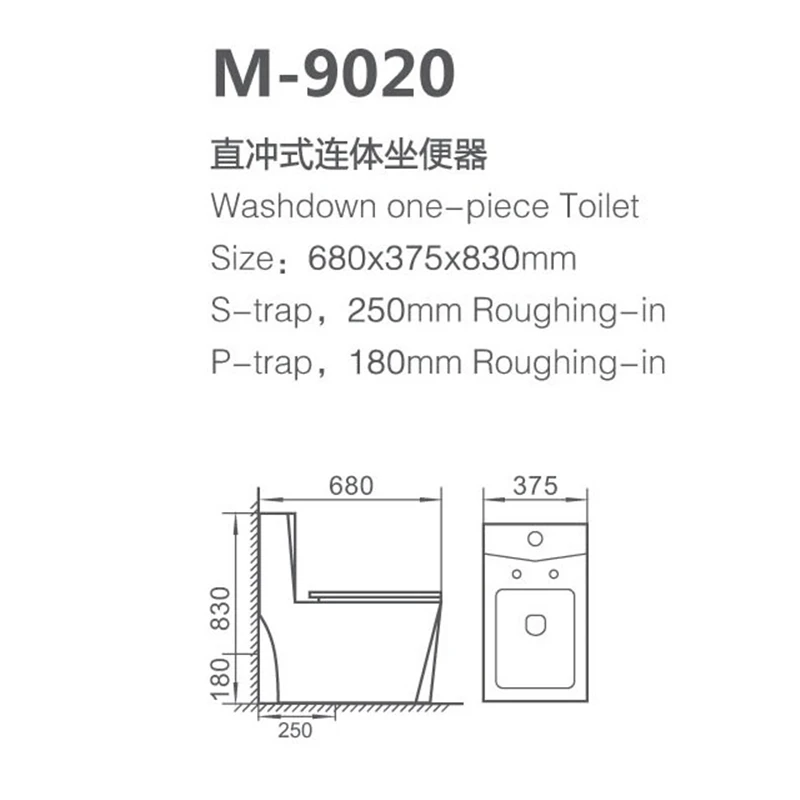 Bathroom Toilet Sanitary Ware Diamond Toilet Big Size WC Washdown One Piece Toilet Seats Ivory White