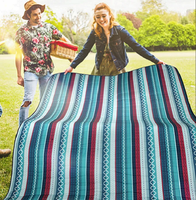 Outdoor Plastic Custom Printed Recycled Beach 5 X7 Camping Oxford Picnic Rugs Australian Flowers Design