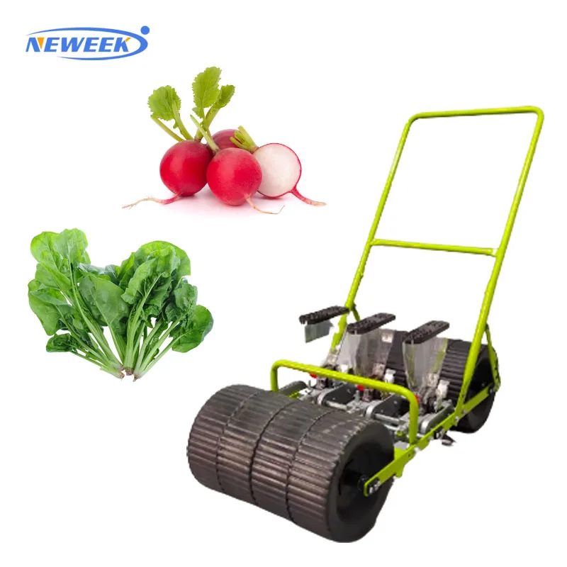 NEWEEK Portable Garden Double Rows Okra Radish Cabbage Sowing Seed Drill Vegetable Planter Machine