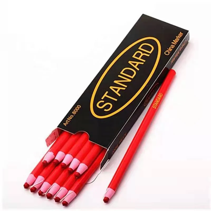 12pcs/box  Microblading Cosmetics Crayon Colors Pencils Peel-off China Marker / Grease Pencil /Roll Wax Pencil/ Marking Pen,Wood