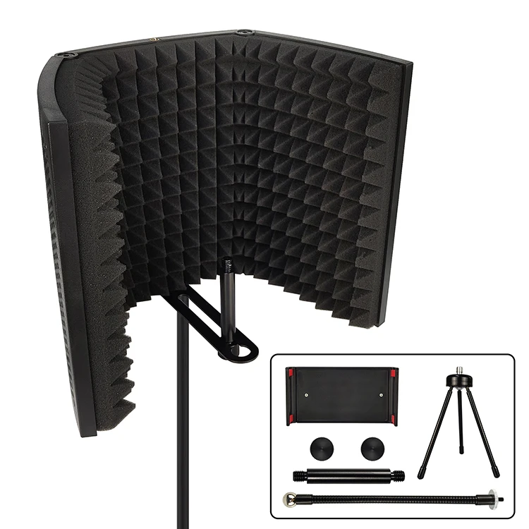 New Design Professional Microphone Isolation Shield Foldable Recording Sound Absorber Foam Panel Sound Insulation Screen
