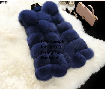 dropshipping MOQ 1 Hot Free gifts China Factory Supply Fashion Ladies Long Fox Fur Coat Faux Fur Women Vest