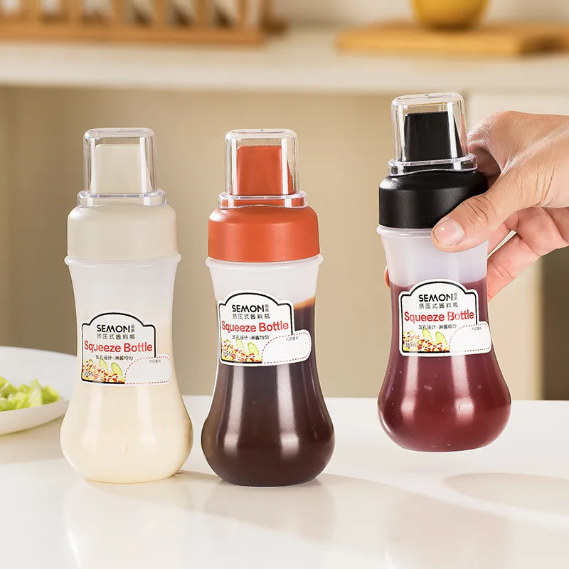 BPAフリー詰め替え式ケチャップボトル プラスチック製目盛り付きソース