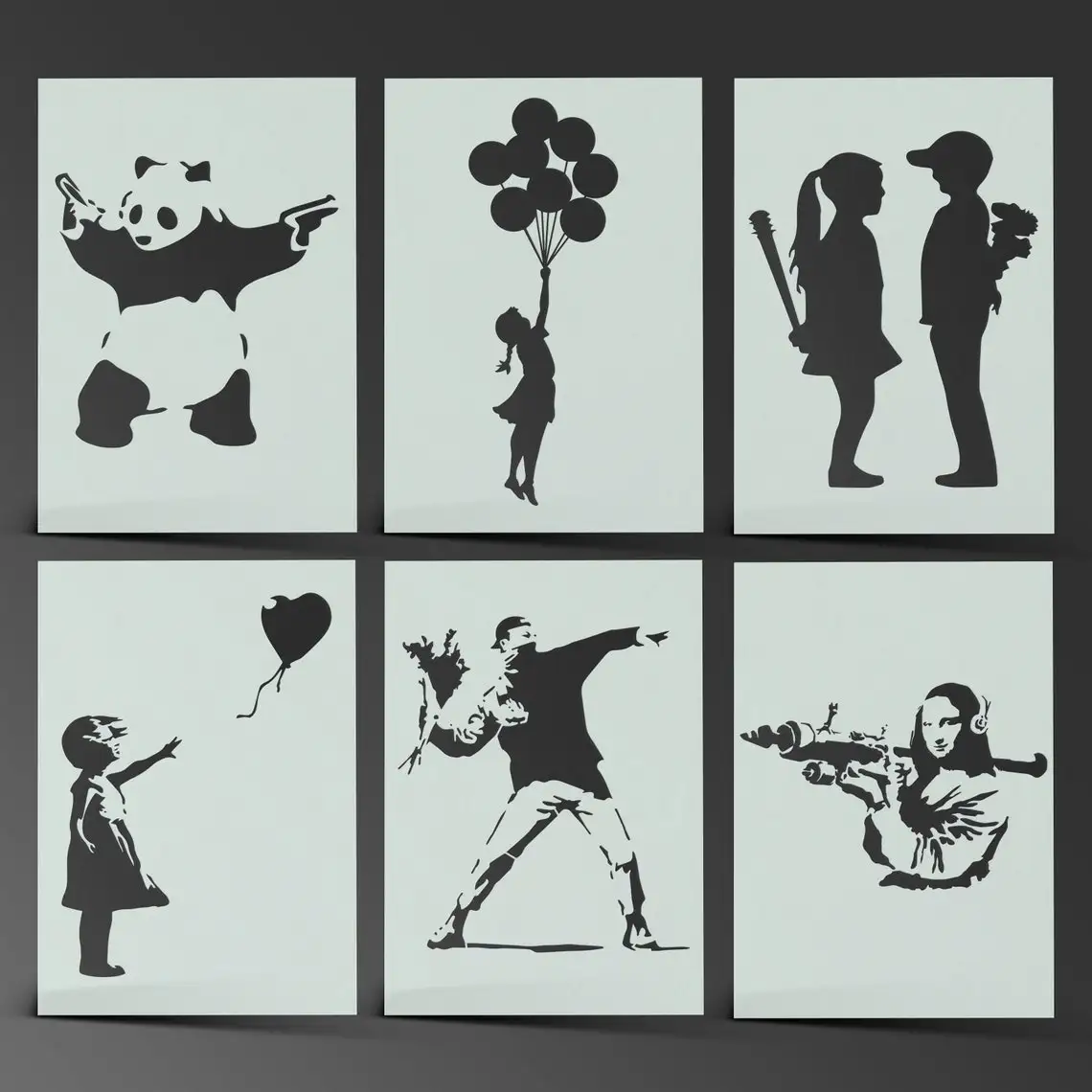 Plantillas Banksy De Mylar De 190 Micras - Stencils Para Arte Urbano Y Personalización