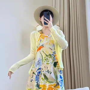 Miyake Generation Summer Outer Shirt New Fashion Coat Pleated Top Rabbit Fur Casual Long Thin Sunscreen Loose Size Polyester