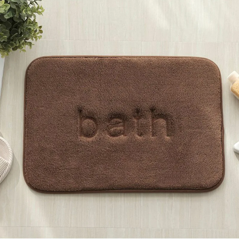 Custom Shu Velvet Foam Embroidered Bath Mat BATH Letters Non-slip Absorbent Bath Mat Floor Mat manufacture