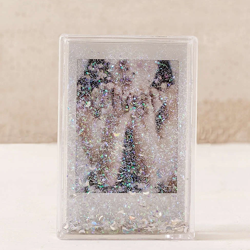 Clear Plastic Acrylic 2x3 Inch Photo Frame Floating Sparkle
