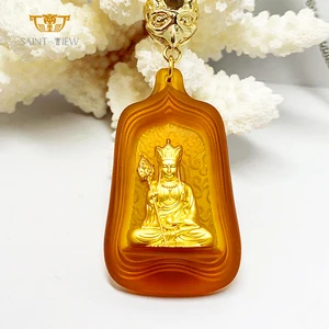 Temple Tourism Hot-Selling Brand Crystal Beaded Necklace Dizang Ksitigarbha Bodhisattva Pendant Buddhism Amulet