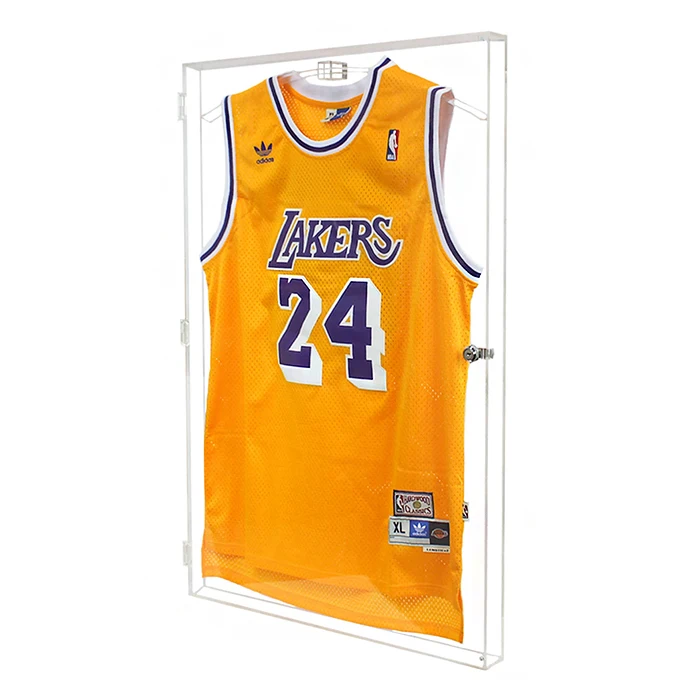 Wall Mounted Clear Acrylic Jersey Display Case With Hinged Door Acrylic
