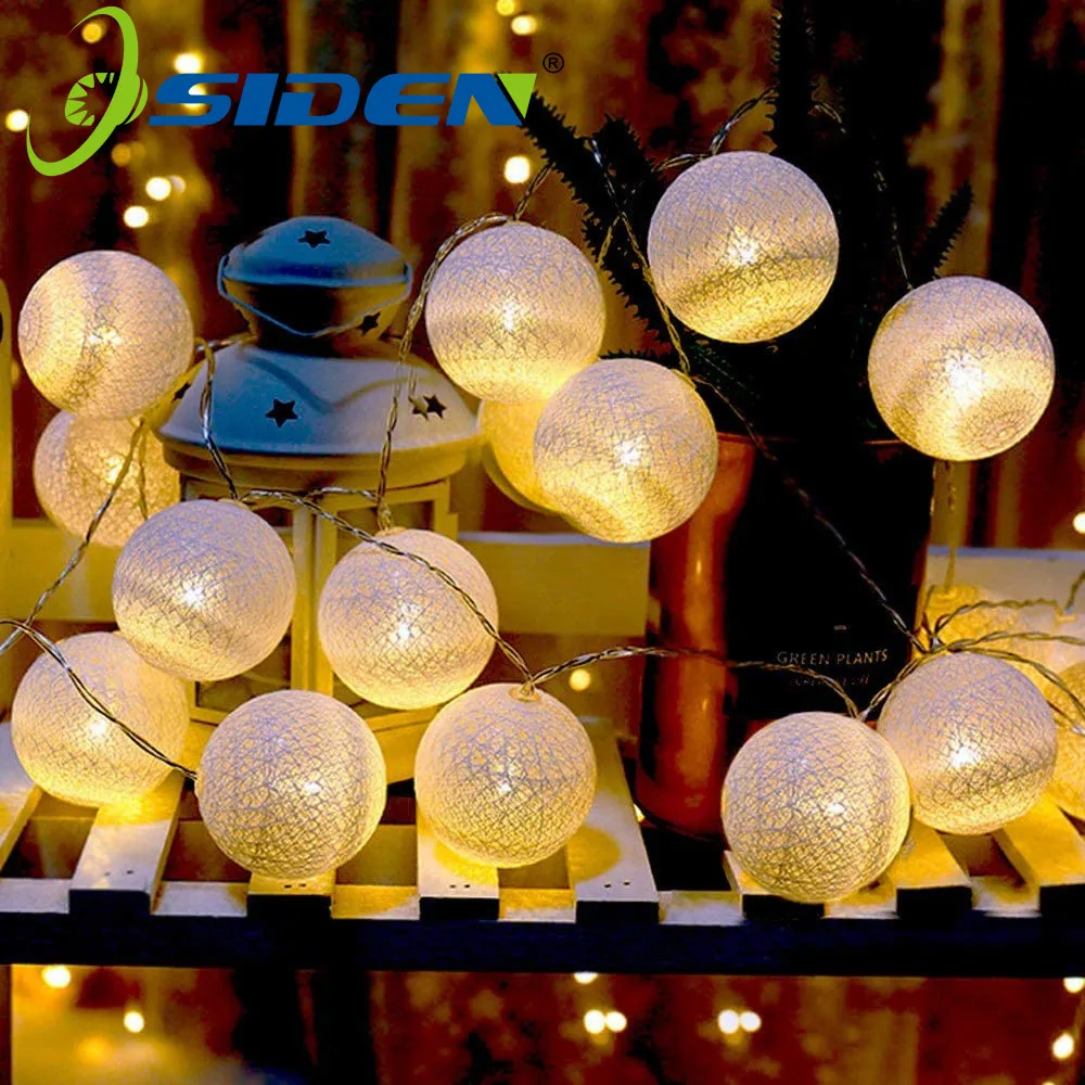 Customizable 2m 20leds Cotton Balls String Light Tree Led Lamp Christmas Cotton Balls fairy Lights