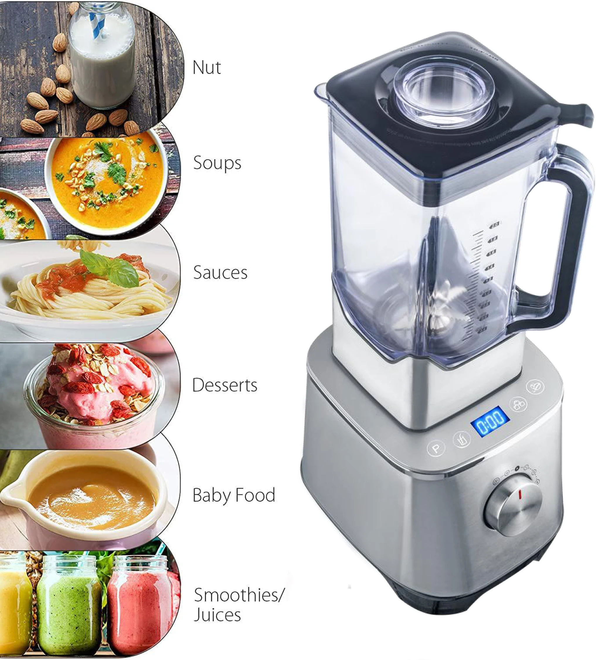 Electric High Speed Blender Strong Powerful 2L square Glass Jar Smoothie Blender