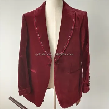 canvas velvet tuxedo men red tuxedo suit for wedding man blazer suit bespoke with hand stitching lapel and double besome pocket