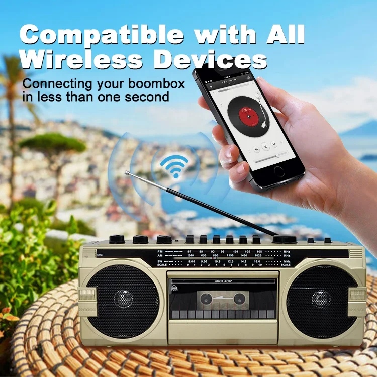 Retro Style 3 Band Tap Recorder Reproductor De Cassette Player With Usb Sd  Slot Mp3 Radio