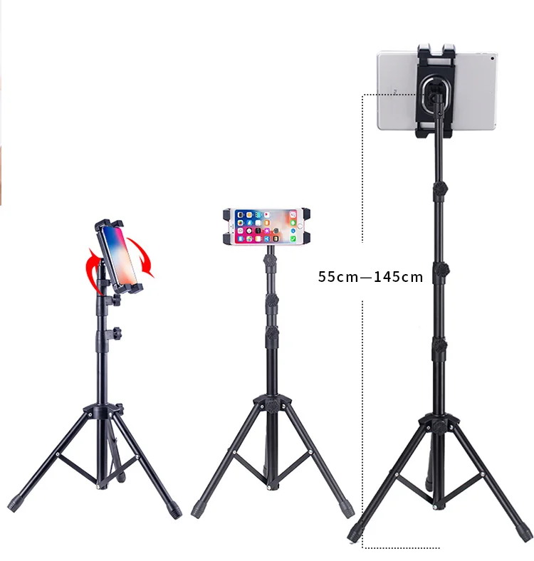 Adjustable Laptop Stand and Tablet PC Stand 4.7-12.9 Inch Metal and Plastic iPad Mobile Floor Tripod Stand