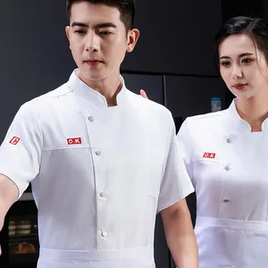 Custom Plus Size High-End Chef Uniform New Style Western Cuisine Baking Top Twill Short Sleeve Chinese for Hotel Kitchen