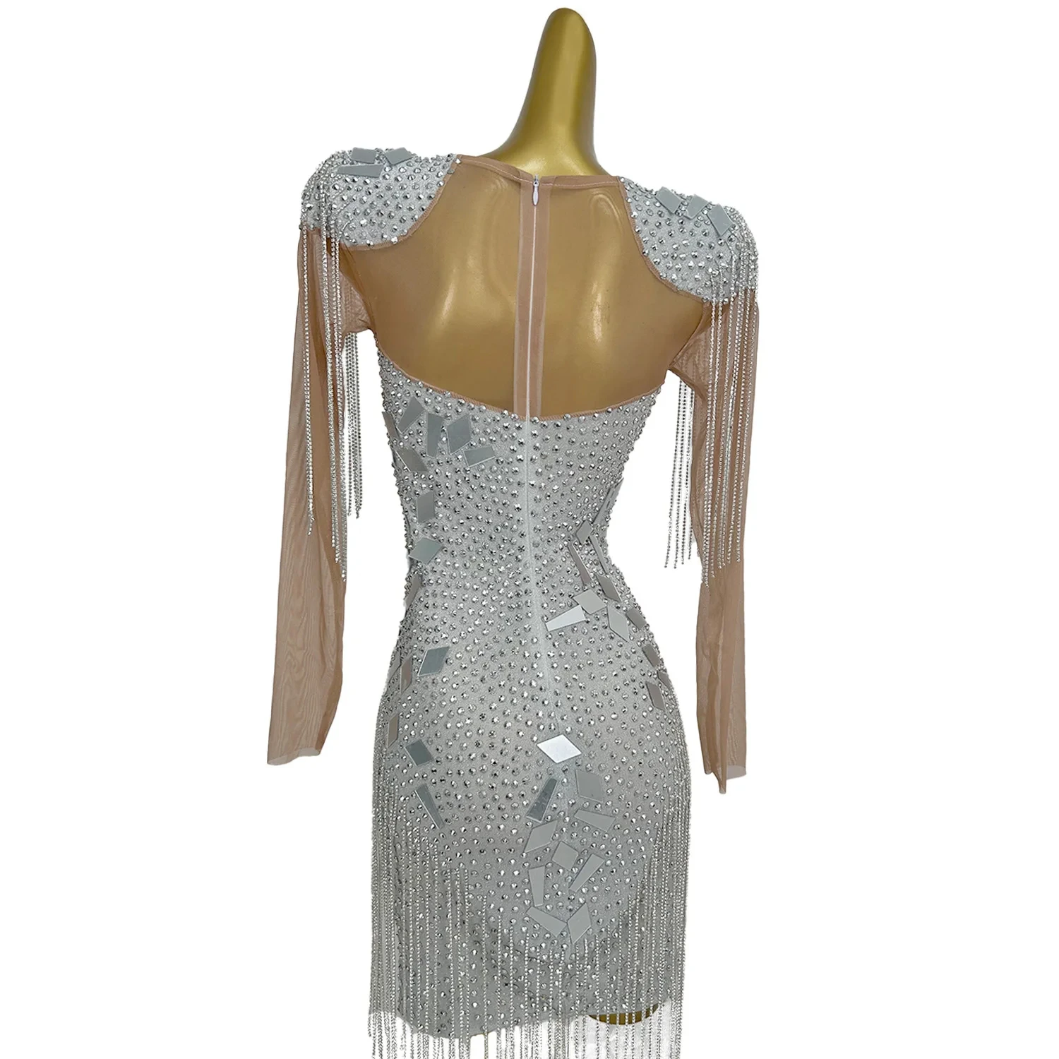 Vestido Saias Sparkly Crystal Sequin Tassel Dress Vestido Saias Sparkly Crystal Sequin Tassel Dress