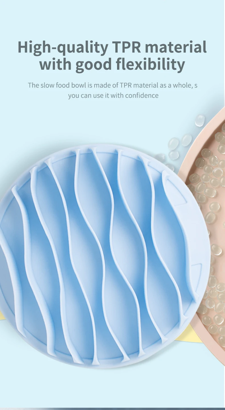 High Quality TPR Pet Bowl Fun Weight Loss Eating Anti-Choke Soft Wave Slow Feeder Bowl details