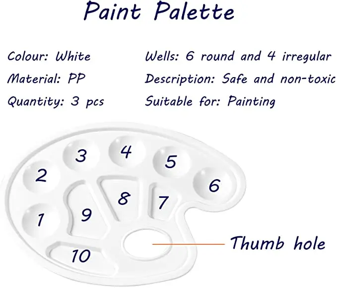 
9.1*6.7Inch White Color PP Plastic Paint Palette For Watercolor Oil Painting 