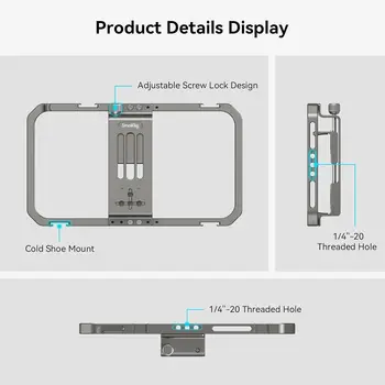 SmallRig Universal Smartphone Video Rig for iPhone for Samsung Filmmaking Vlogging Rig Aluminium Alloy Phone Video Cage Grip product image