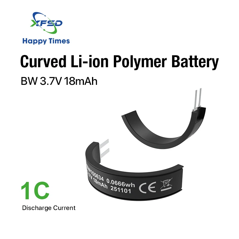 155632 3.7V 18mah Ceallraí Litiam Polaiméire Inchaite Chliste le Muirearú Ciorclach, Anóid LiCoO2, Cruth Speisialta